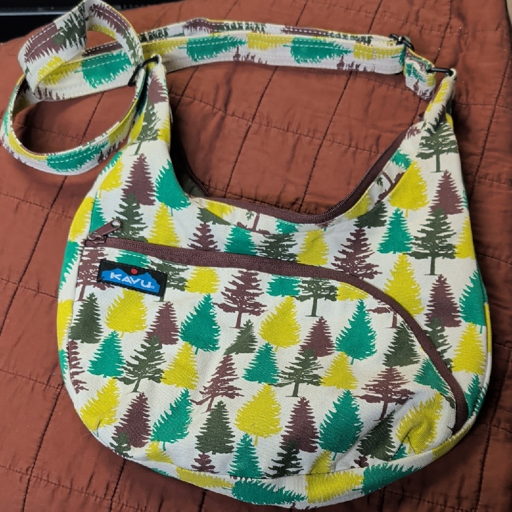 KAVU Forest Pattern Shoulder Bag - Green, Yellow, Brown